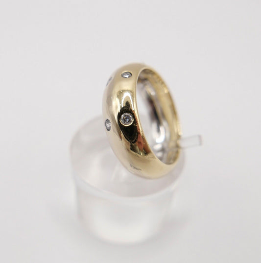 Massiver 750 18K Gold Bicolor Damen Ring mit 6x Brillanten 0,21 Ctw Gr. 54 - Antikhandel-Stuttgart