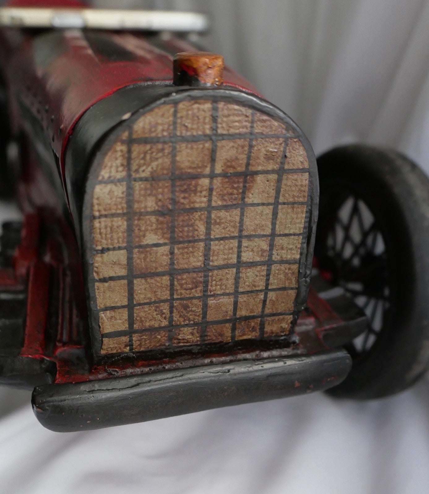 Großes Modellauto Rennwagen Oldtimer Fahrer - Rot Schwarz - Deko 72cm Bugatti 35