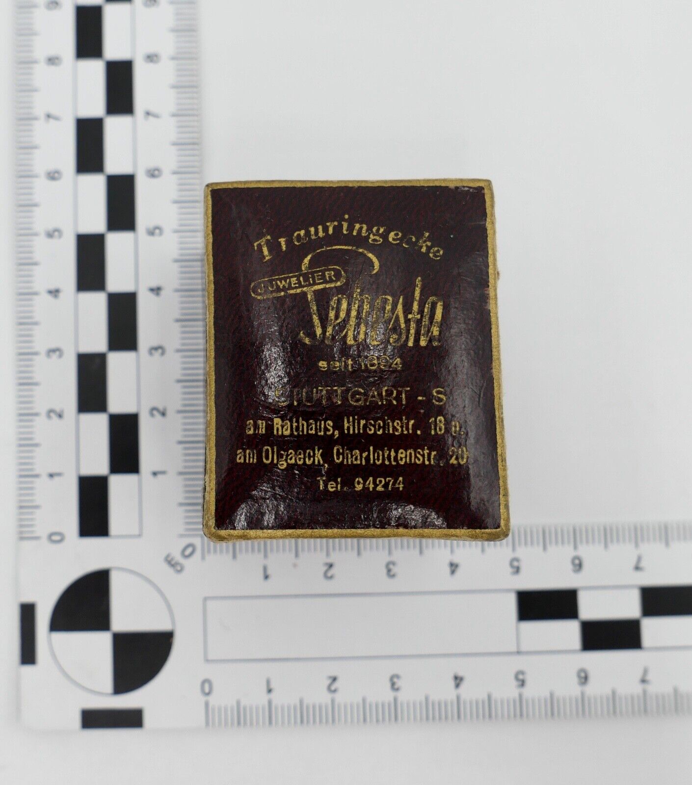 antikes Ringetui Etui Box Aufbewahrung Schatulle " Juwelier Sebesta Stuttgart " - Antikhandel-Stuttgart