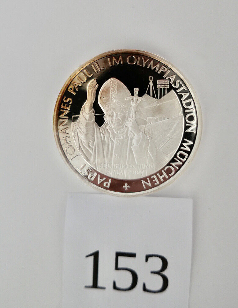 Seligsprechung Johannes Paul II Silber Medaille Pater Rupert Papst 1000 AG - Antikhandel-Stuttgart