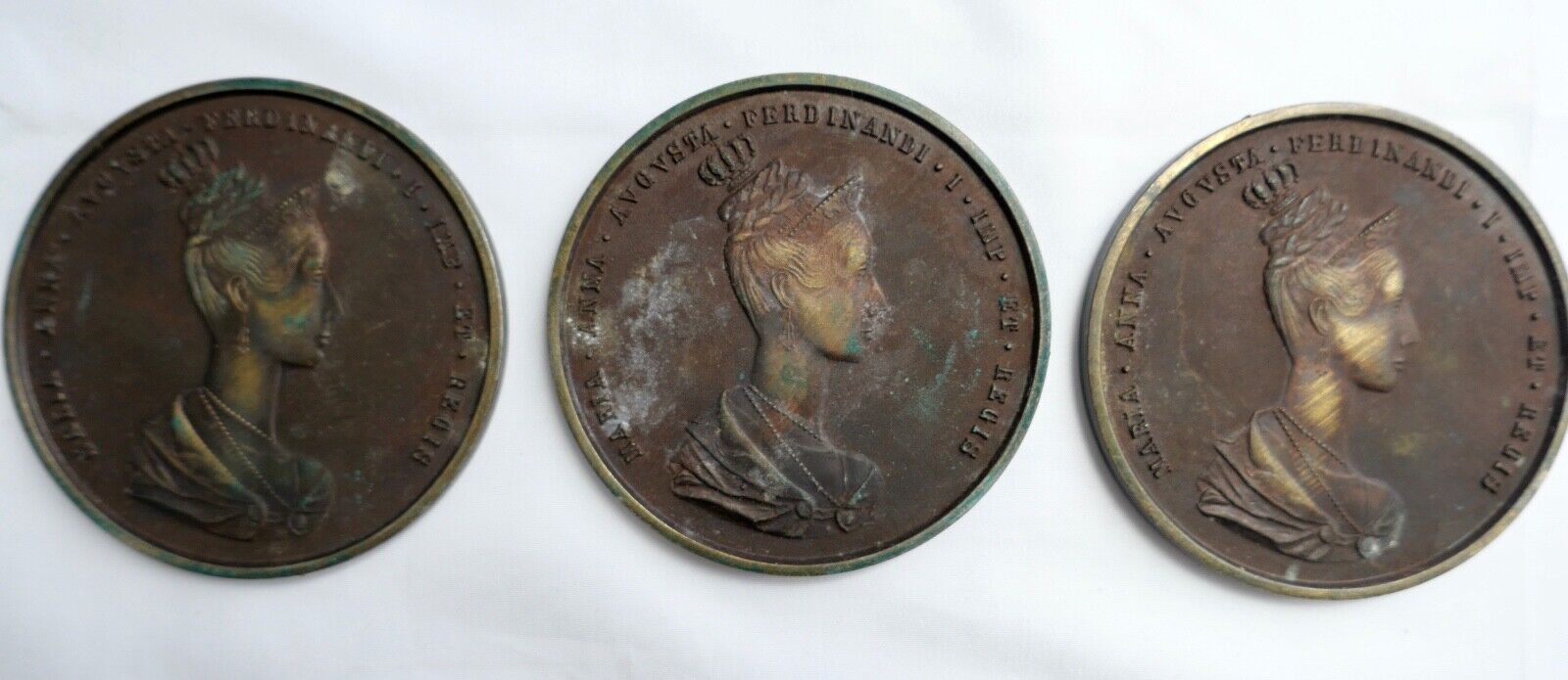 3 Stück Medaille Kaiserin Maria Anna Augusta Ferdinandi von Böhmen - Antikhandel-Stuttgart