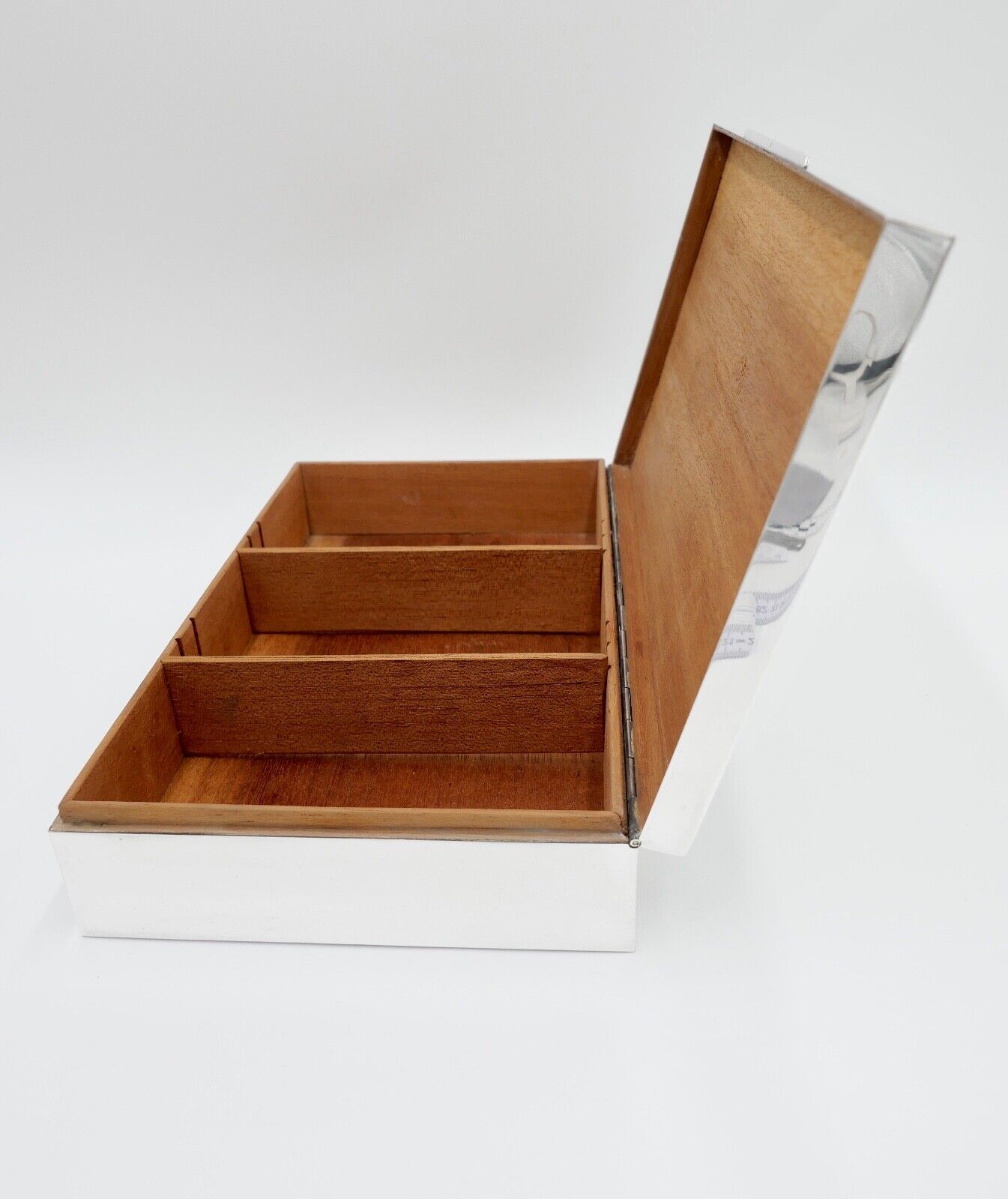 Zigarren Box Dose Kiste 835 S.F. Silber " C&A DINKELACKER " von Weihnachten 1950 - Antikhandel-Stuttgart