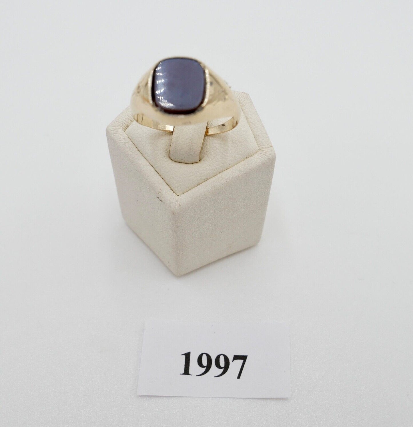 Antiker Jugendstil Siegelring Ring Gold 585 14K Gr. 59 Blauer Achat Lagenstein - Antikhandel-Stuttgart
