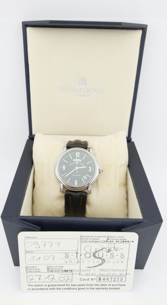 Maurice Lacroix Pontos 09777 Automatic Herren Uhr Day Date Edelstahl Eta 2836-2 - Antikhandel-Stuttgart