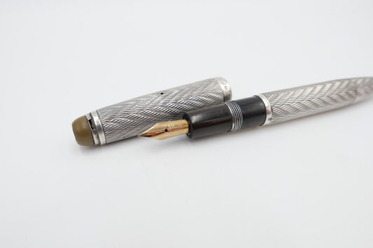 alter Füllfederhalter Sammlerstück um 1930 835 Silber 585 / 14 Ct Goldfeder - Antikhandel-Stuttgart