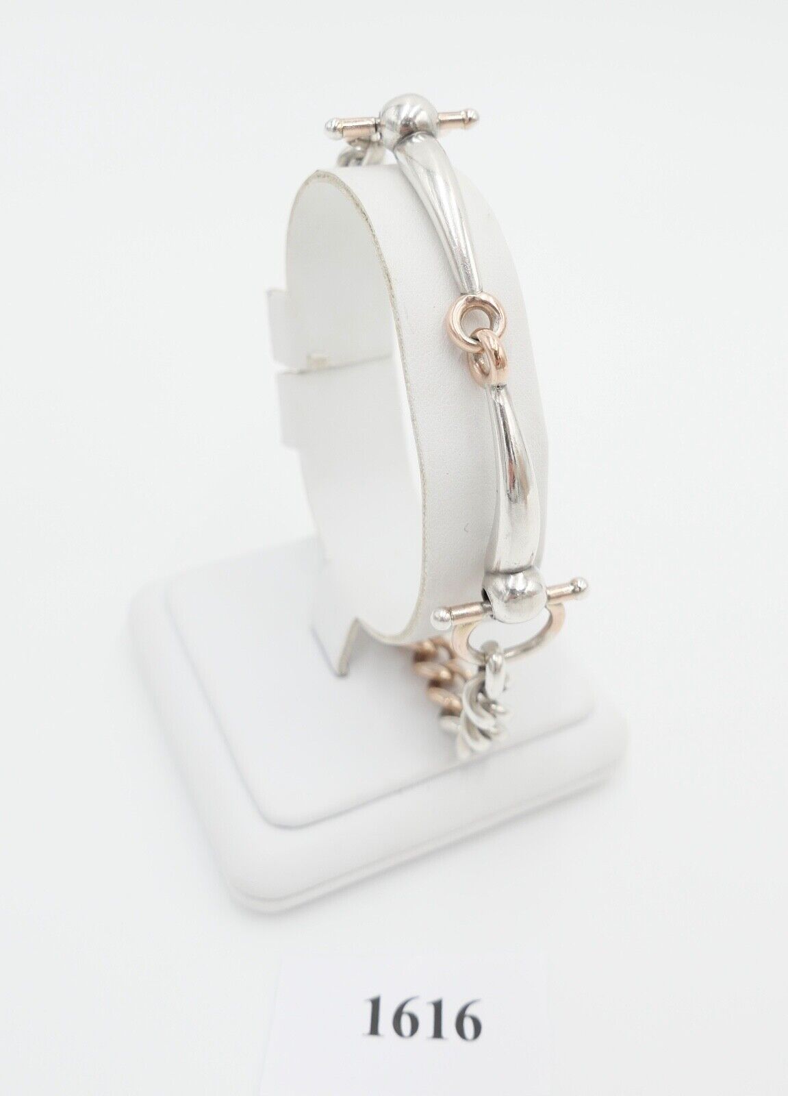 60er Jahre Pferdegebiss Armband 800 Silber vergoldet - Antikhandel-Stuttgart