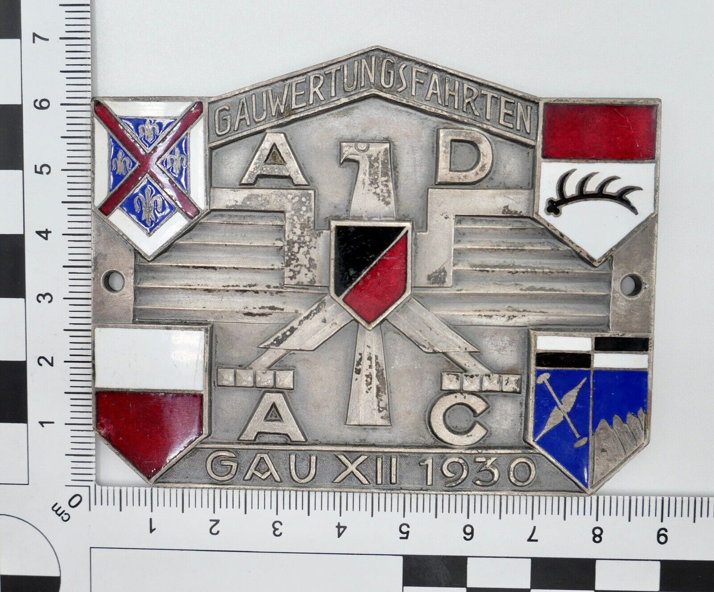 ADAC 1930 teilemaillierte Silberplakette GAU XII Wertungsfahrten SEHR SELTEN RAR - Antikhandel-Stuttgart