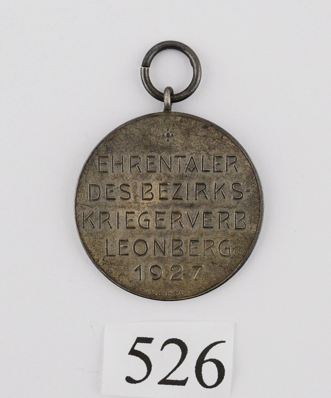 Ehrentaler des Bezirks Kriegsverband Leonberg 1927 Silber 950 - Antikhandel-Stuttgart
