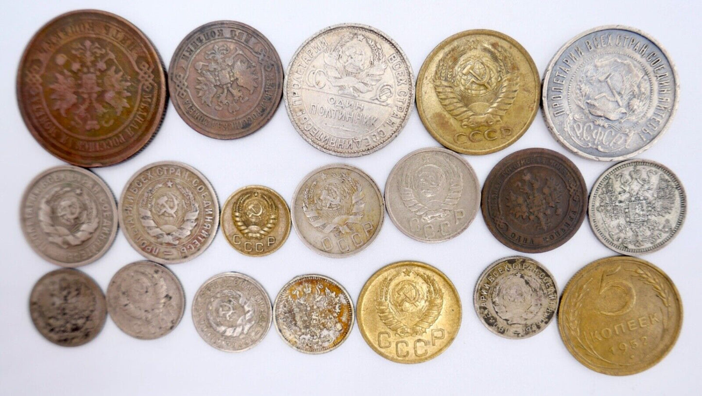 Posten Lot Konvolut Münzen Russland UDSSR KOPEKE 1870-1961 Silber - Antikhandel-Stuttgart
