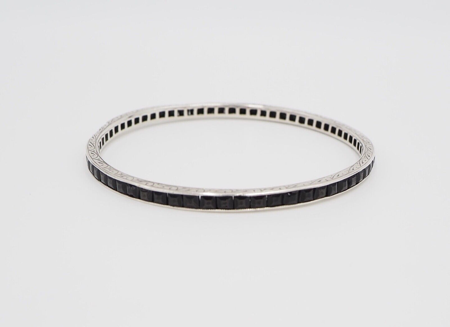 antikes florales Jugendstil Silber Armband Armreifen mit blauen Schmucksteinen - Antikhandel-Stuttgart