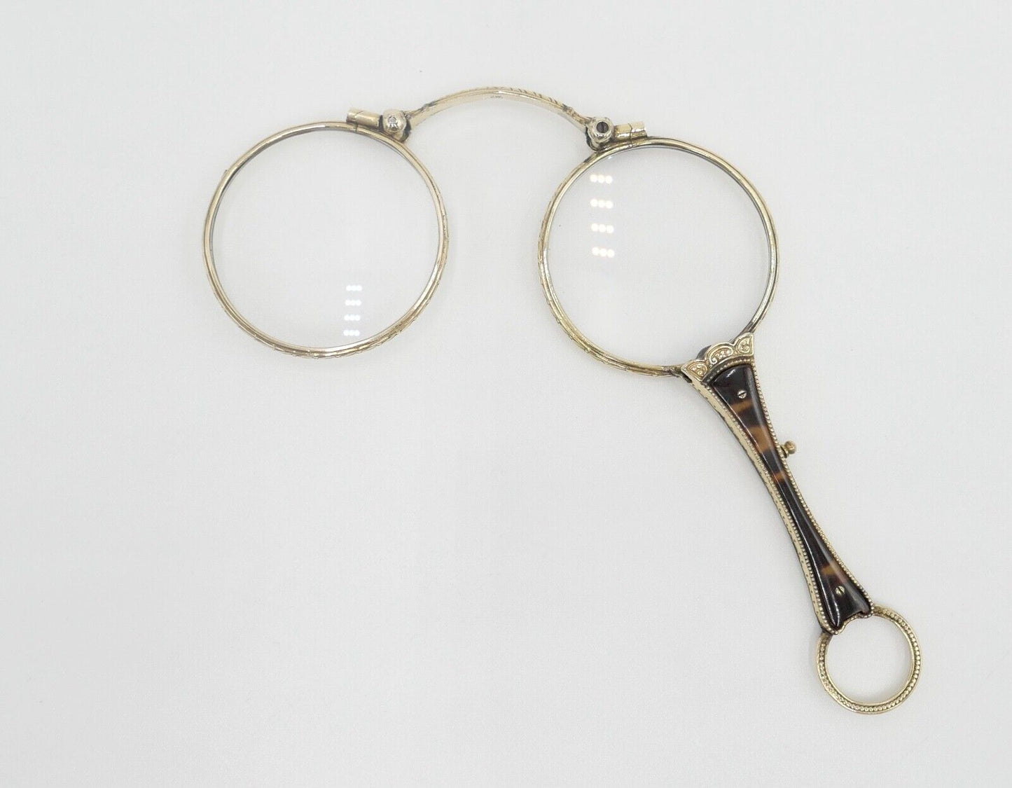 antike 1900 J.W. Lorgnette Lorgnon Stielbrille Lesehilfe Schaumgold vergoldet - Antikhandel-Stuttgart