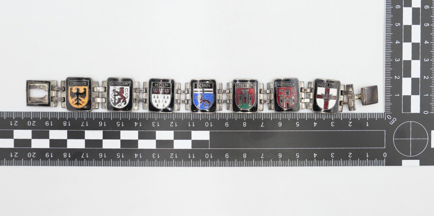30er Wappen Armband versilbert Emaille Köln Bonn Dortmund Düsseldorf - Antikhandel-Stuttgart