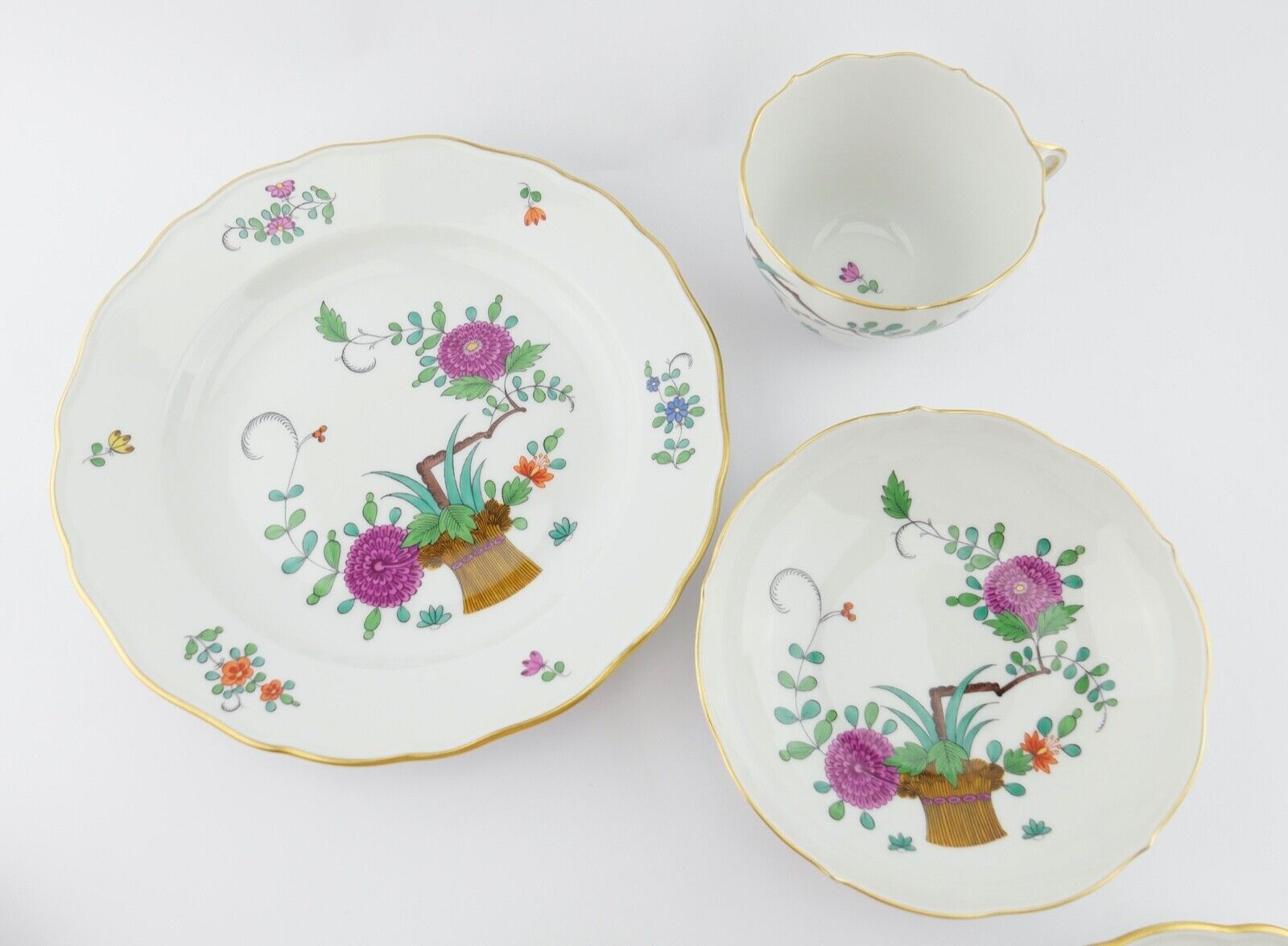 21 Tlg Meissen Garben Muster Dekor Kaffee Service Goldrand 6 Personen NEUwertig - Antikhandel-Stuttgart