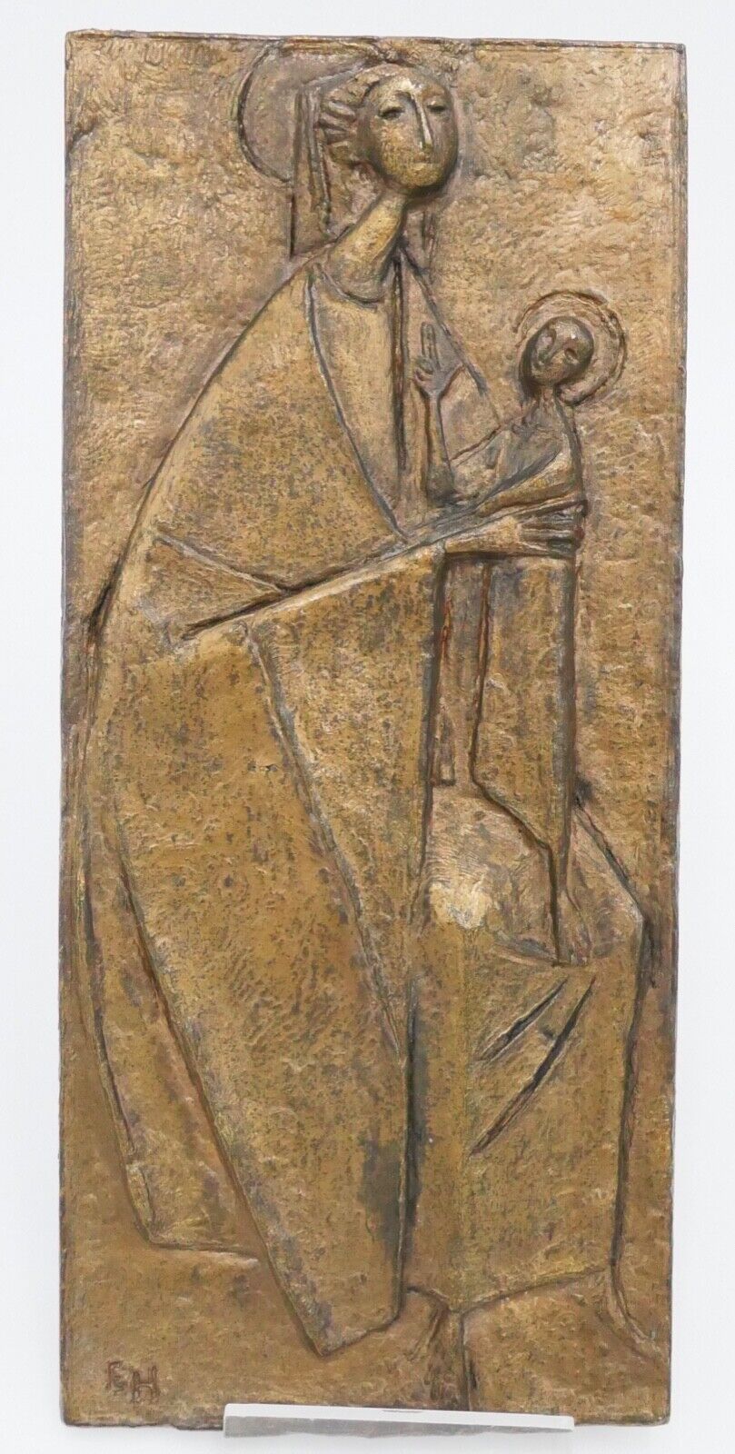 patiniert Madonna mit Kind Bronzeguss Prof. Erwin Huber / Graz 1929-2006 - Antikhandel-Stuttgart