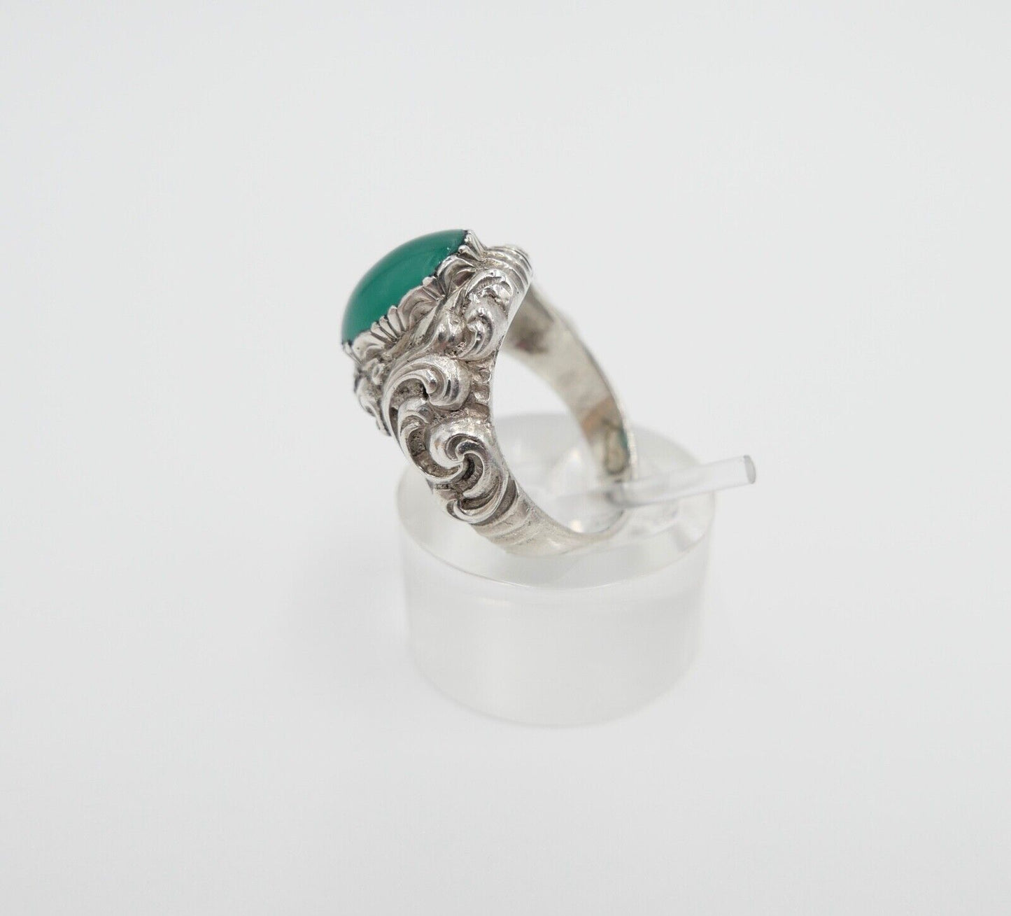 Jugendstil Silberring Damen Ring Gr. 54 Silber 835 grüner Cabochon Chrysopras - Antikhandel-Stuttgart