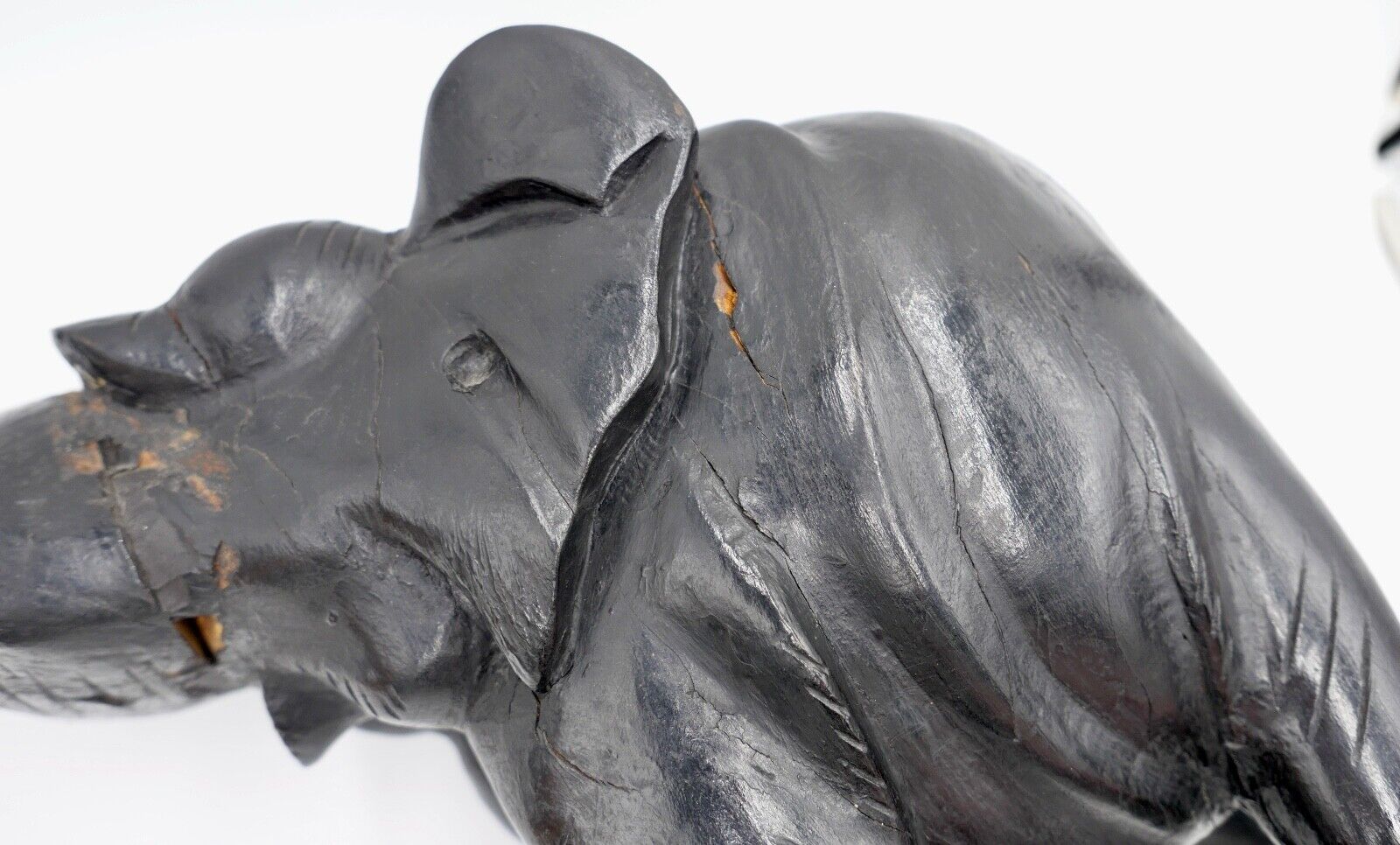 Großer massiver antiker Afrikanischer Holz Elefant 48x38 cm beschichtet 6,1 Kg - Antikhandel-Stuttgart