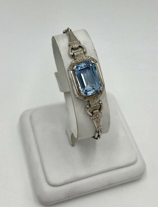 antikes Art Deco 20 - 30er Jahre Silber 830 Armband synthetischer Spinell - Antikhandel-Stuttgart