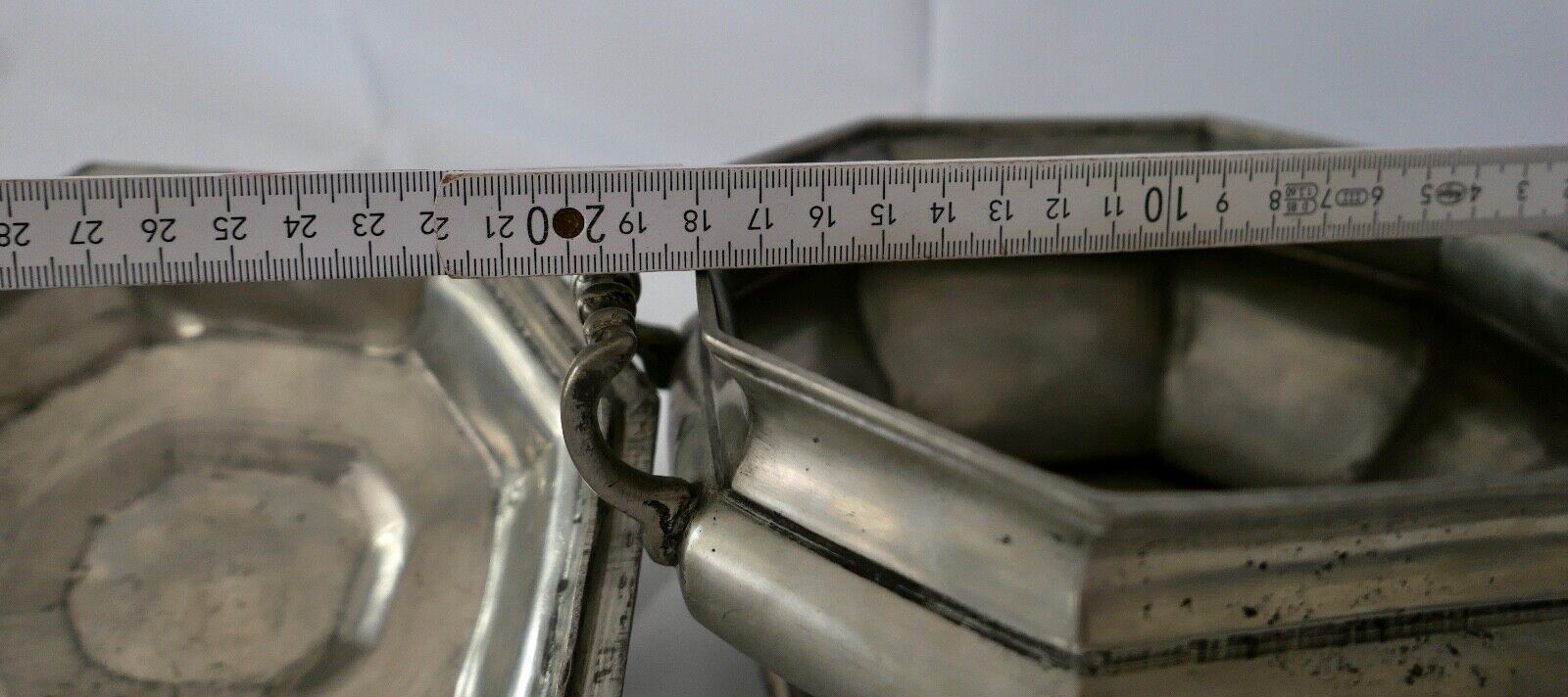 ART DECO 1930er antike ZINN Sandguss Deckelschale Gefäß Schale Deckel Obstschale - Antikhandel-Stuttgart