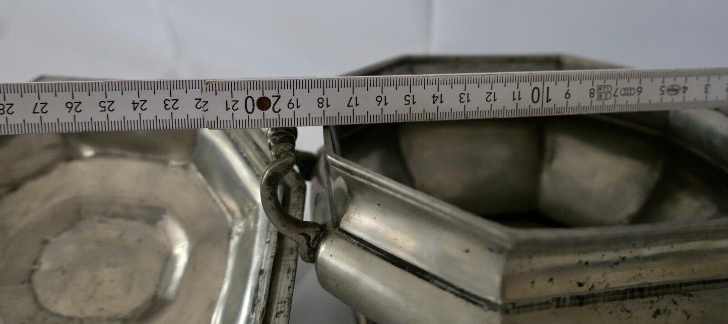 ART DECO 1930er antike ZINN Sandguss Deckelschale Gefäß Schale Deckel Obstschale - Antikhandel-Stuttgart