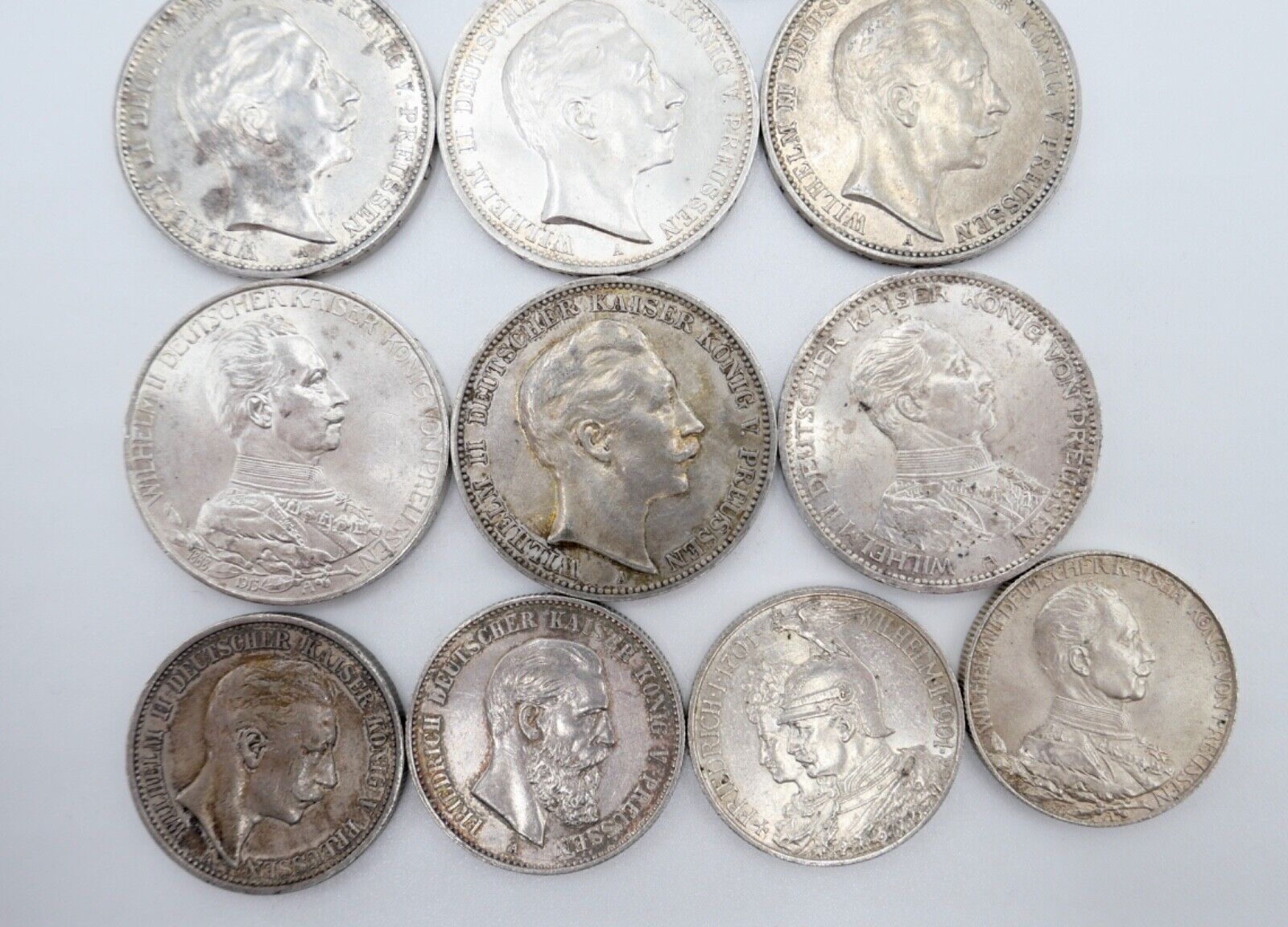 12x 2 3 5 Mark 1876-1914 Preußen Wilhelm Jäger J. 97 98 102 103 111 112 113 114 - Antikhandel-Stuttgart