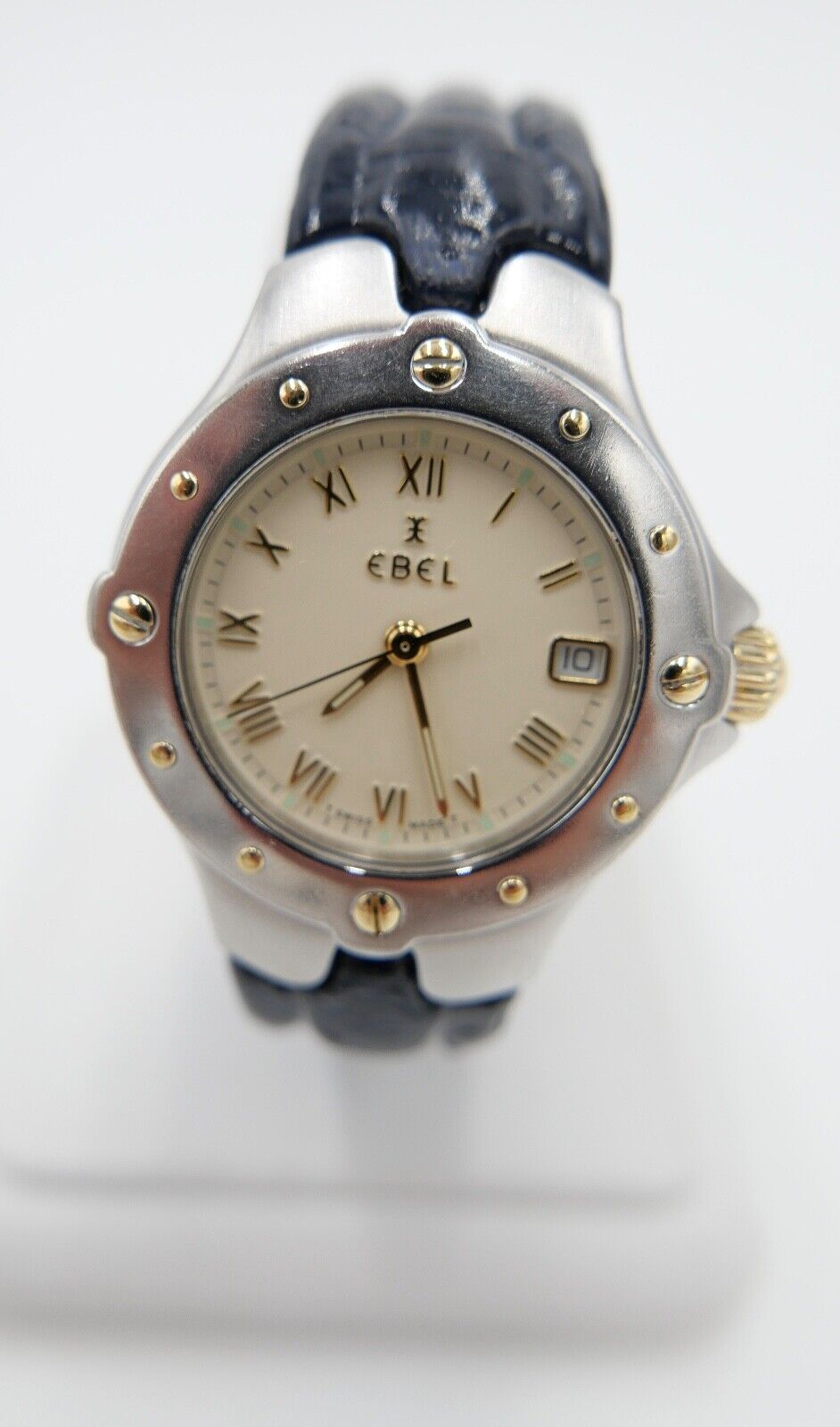 2000er EBEL SPORTWAVE QUARZ E6087621 blaues Lederband Damenuhr Ø 27mm - Antikhandel-Stuttgart