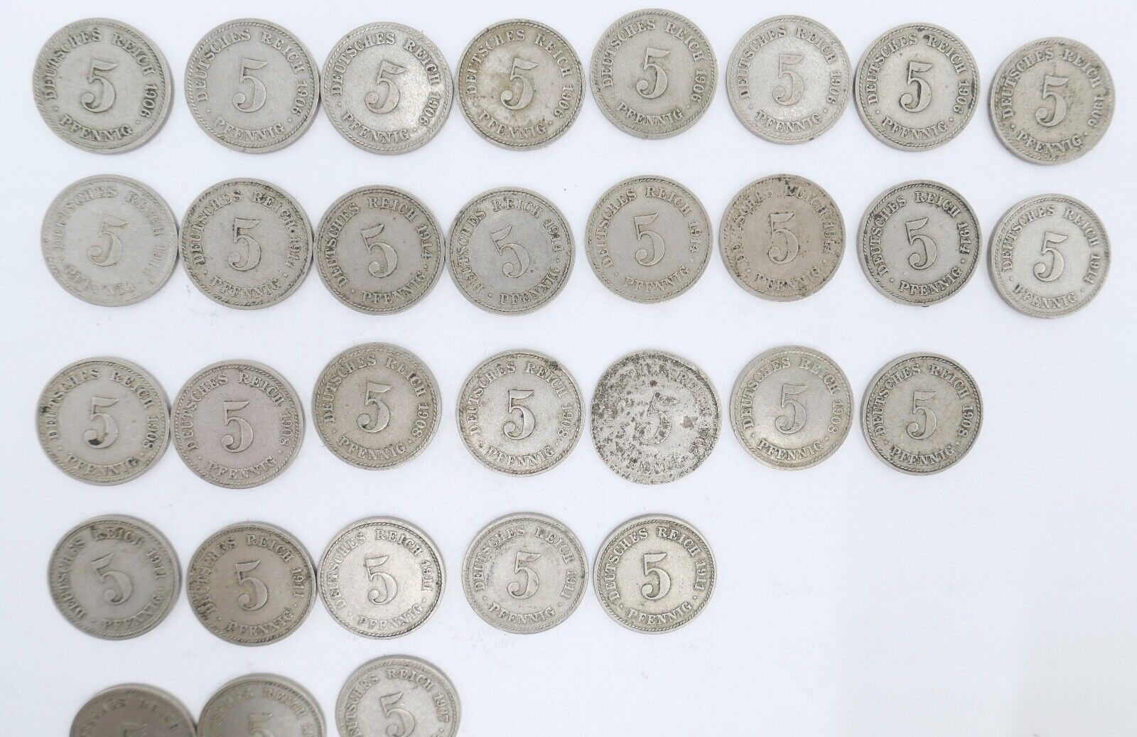 46x 5 Pfennig 1906 - 1914 A D F G großer Adler Jäger J.12 ss - stg - Antikhandel-Stuttgart