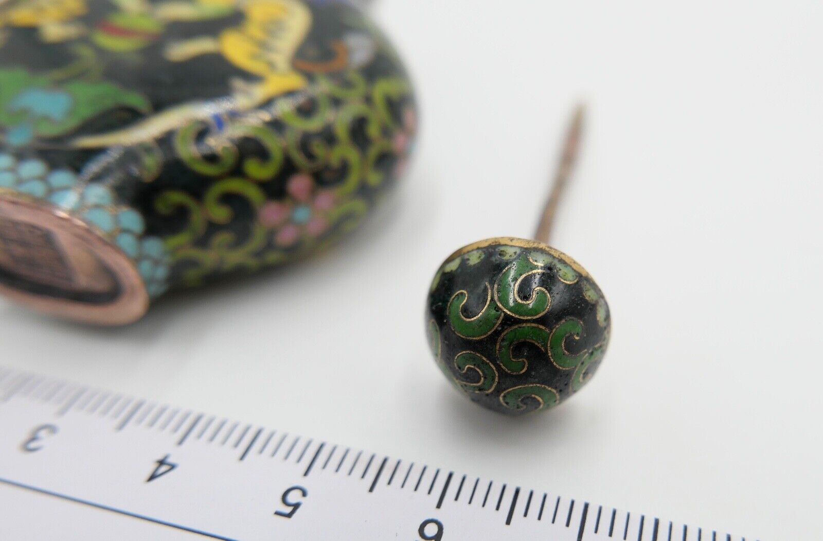 Alte Schnupftabakflasche Cloisonné Bronze CHINA Drachenmotive - Antikhandel-Stuttgart