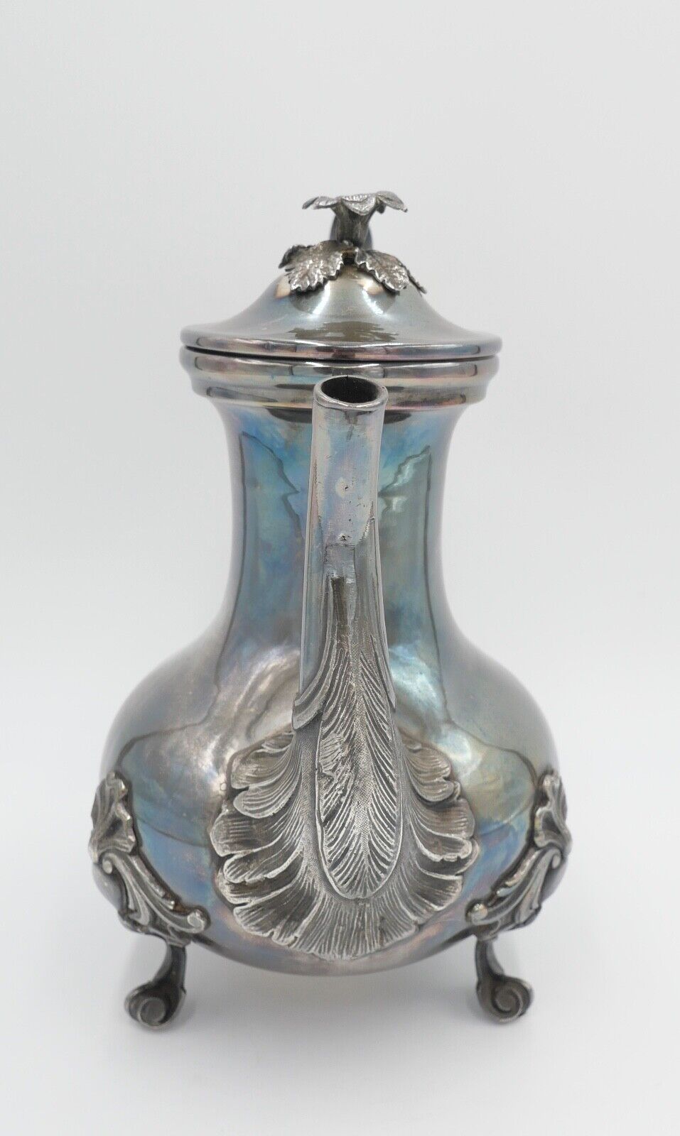 alte schöne florale Teekanne versilbert Double - Antikhandel-Stuttgart