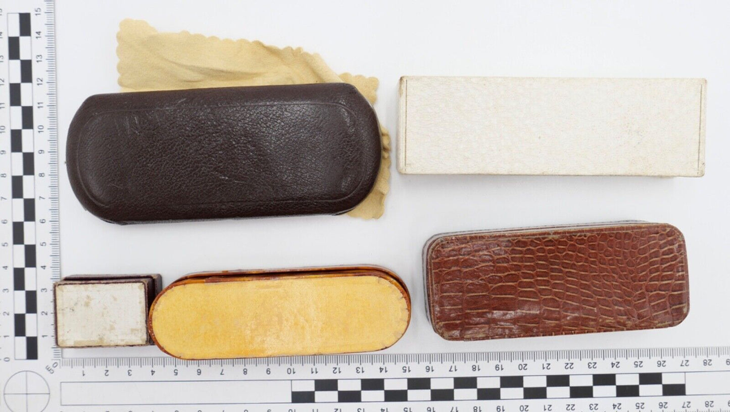 Konvolut alte / antike Etuis Brillen Etui Box Aufbewahrung Schatulle 5 Stück - Antikhandel-Stuttgart