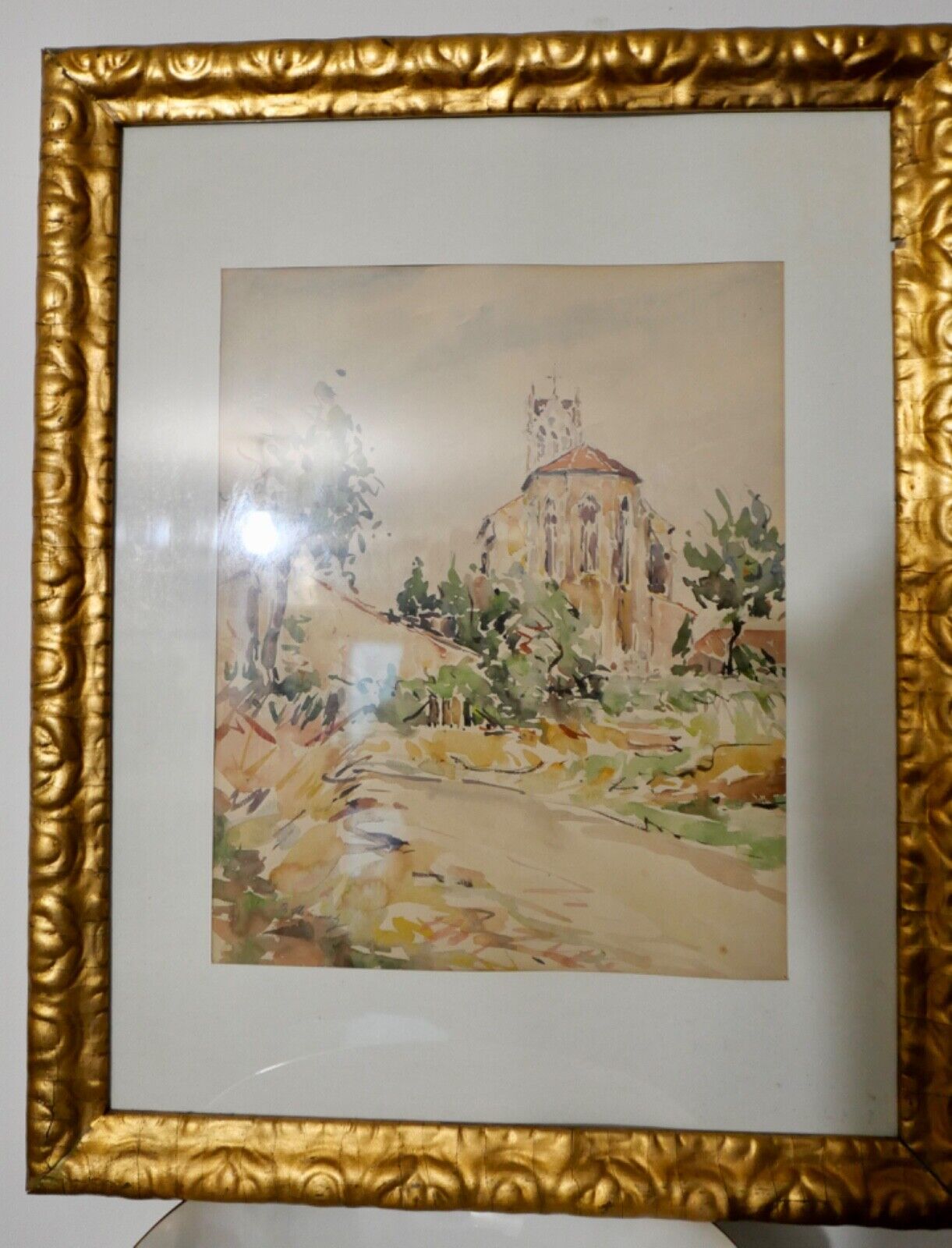 Aquarell signiert 62x49 cm mit Rahmen LANDSCHAFT - Antikhandel-Stuttgart