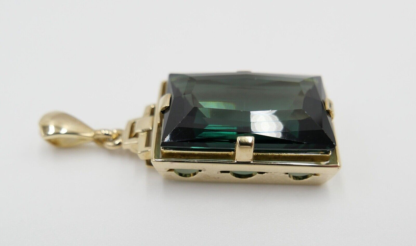 Anhänger 585 / 14K Gelbgold Synthetisch Spinell 18,2 Ct Treppen Schliff 38 mm - Antikhandel-Stuttgart