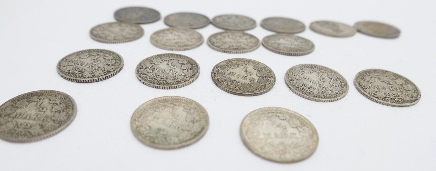 18x 1/2 Mark Jäger 16 / J.16 Silber 1905-1918 ss-stg sehr schön - Stempelglanz - Antikhandel-Stuttgart