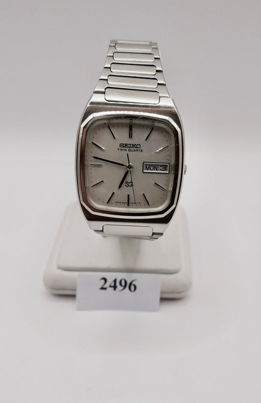 Seiko Twin Quartz Herrenuhr 9923-5000 Silber ZB Original Band deutsch englisch