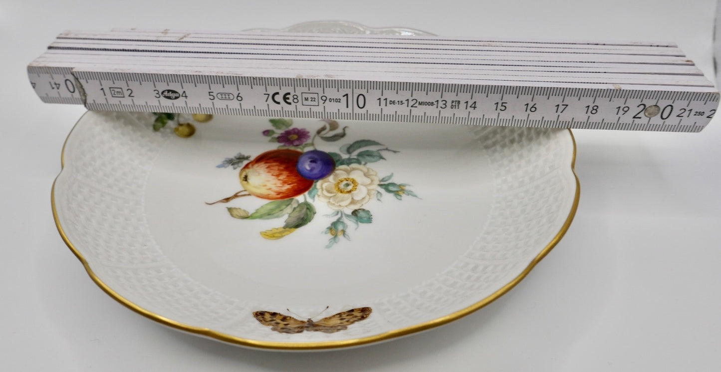 Ludwigsburg Porzellan Schälchen Schale Blumen Obst Dekor 17,5 cm Korbmuster