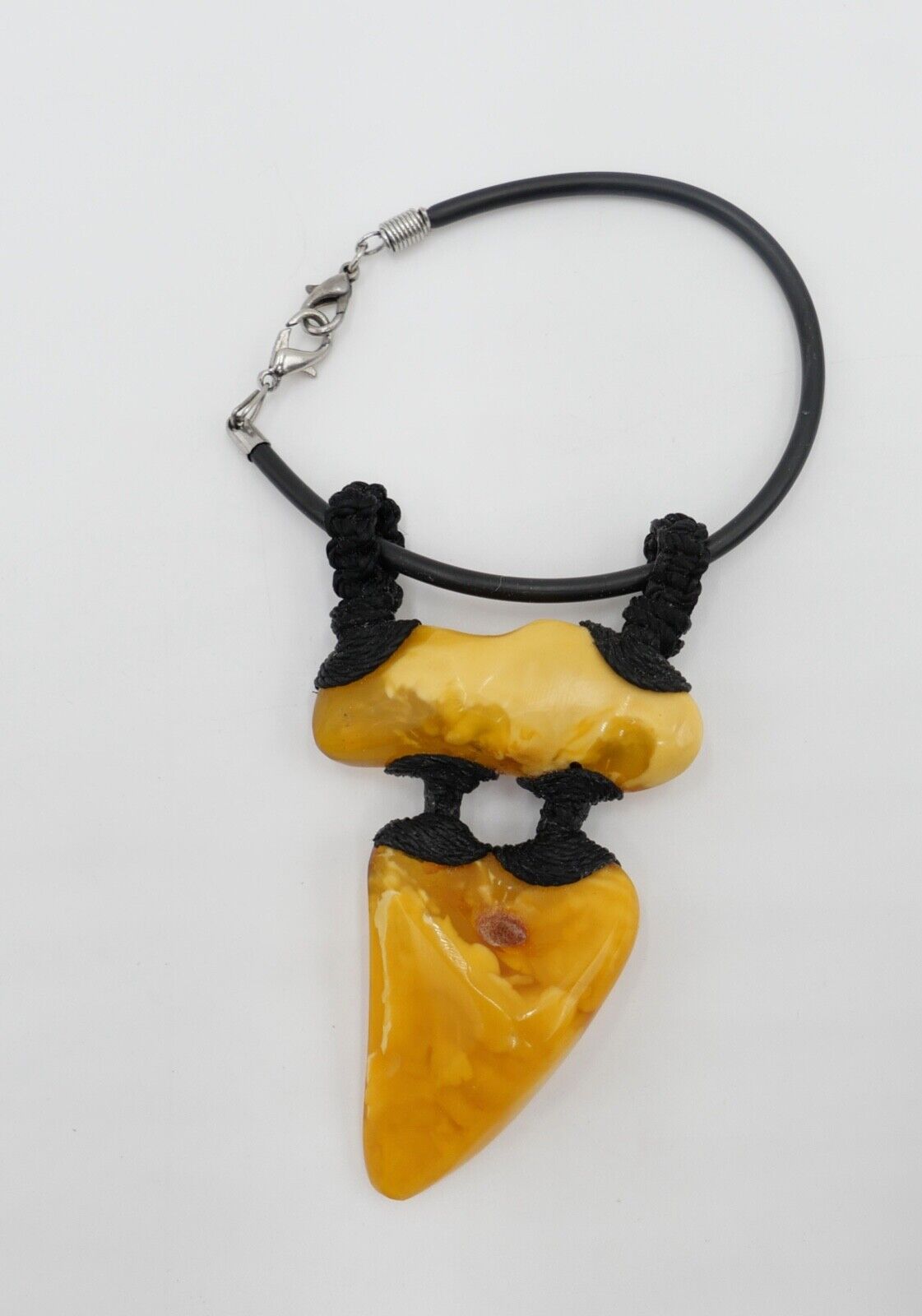 UNIKAT Bernstein butterscotch Hängearmband mit Kautschuk Band Armband - Antikhandel-Stuttgart