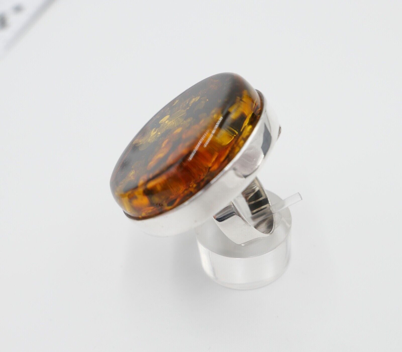 Bernstein Designer Ring Gr. 62 Silber 925 - Antikhandel-Stuttgart