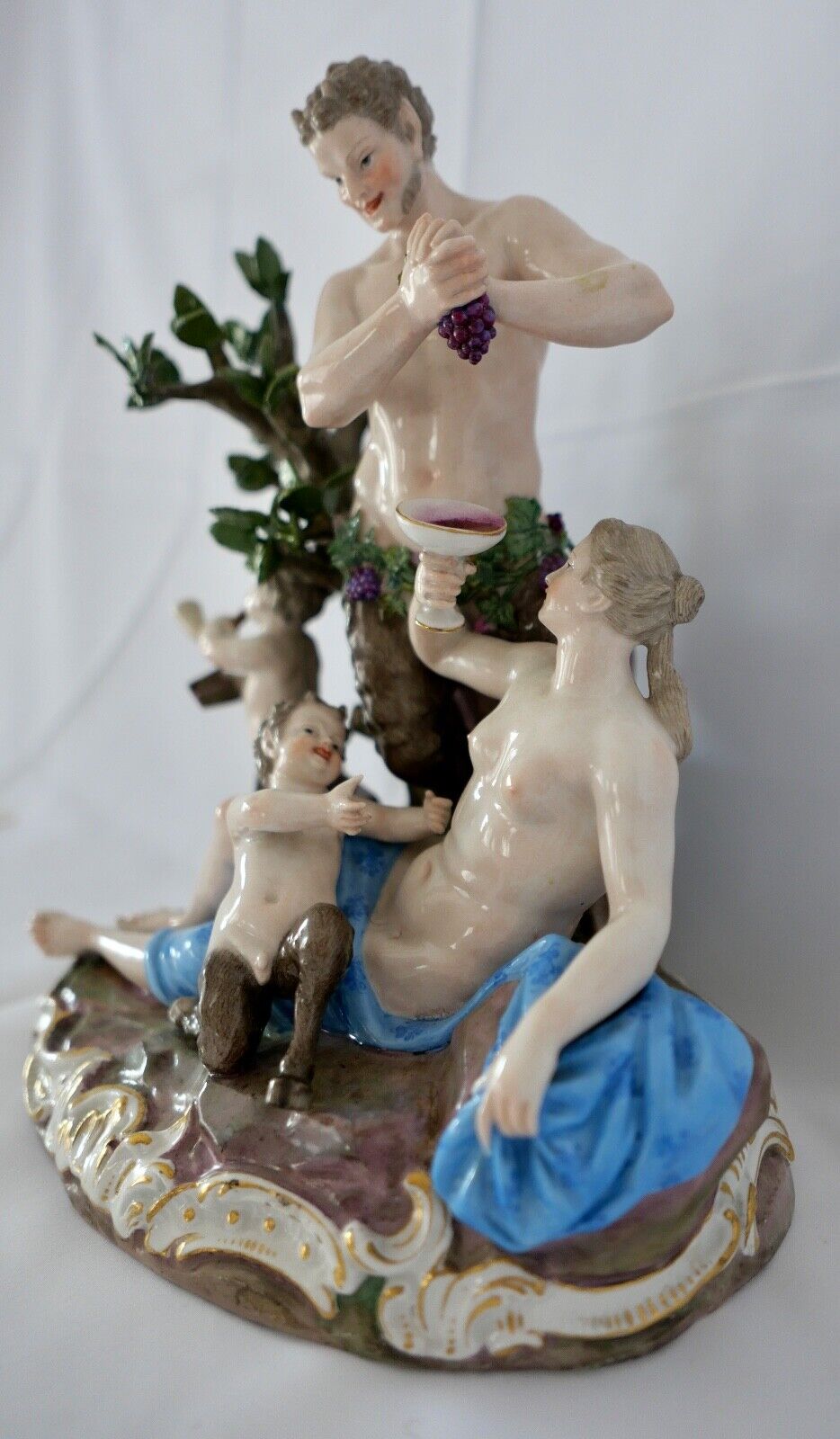 1830 Meissen Figurengruppe 1. Wahl Bacchus & Diana D63 51 46 Zertifikat 24cm - Antikhandel-Stuttgart