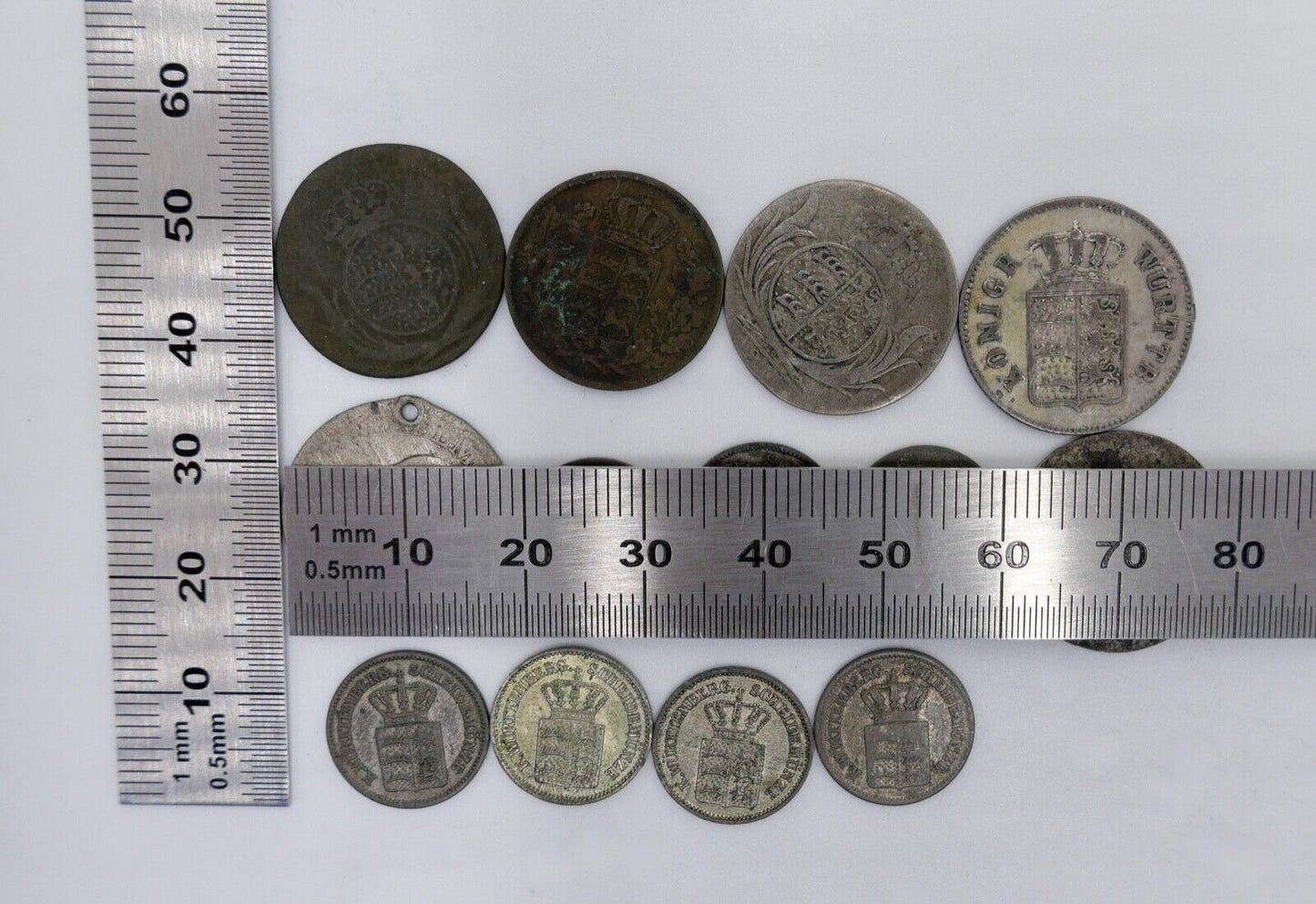 13x LOT 1/2 ,1 , 6 Kreuzer Württemberg 1810 1825 1850 1859 1862 1865 18631864 - Antikhandel-Stuttgart