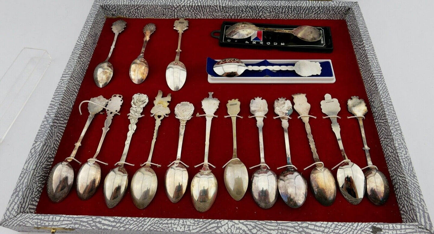 35x Sammellöffel Andenkenlöffel Souvenierlöffel versilbert Silber 800 80 90 100 - Antikhandel-Stuttgart