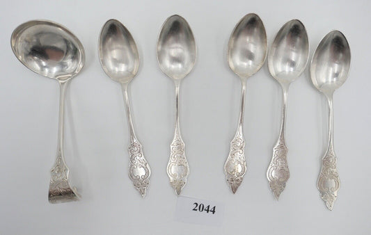 6 Tlg. OKB OTTO KROPP Besteck Ostfriesenmuster 90er Silber versilbert - Antikhandel-Stuttgart