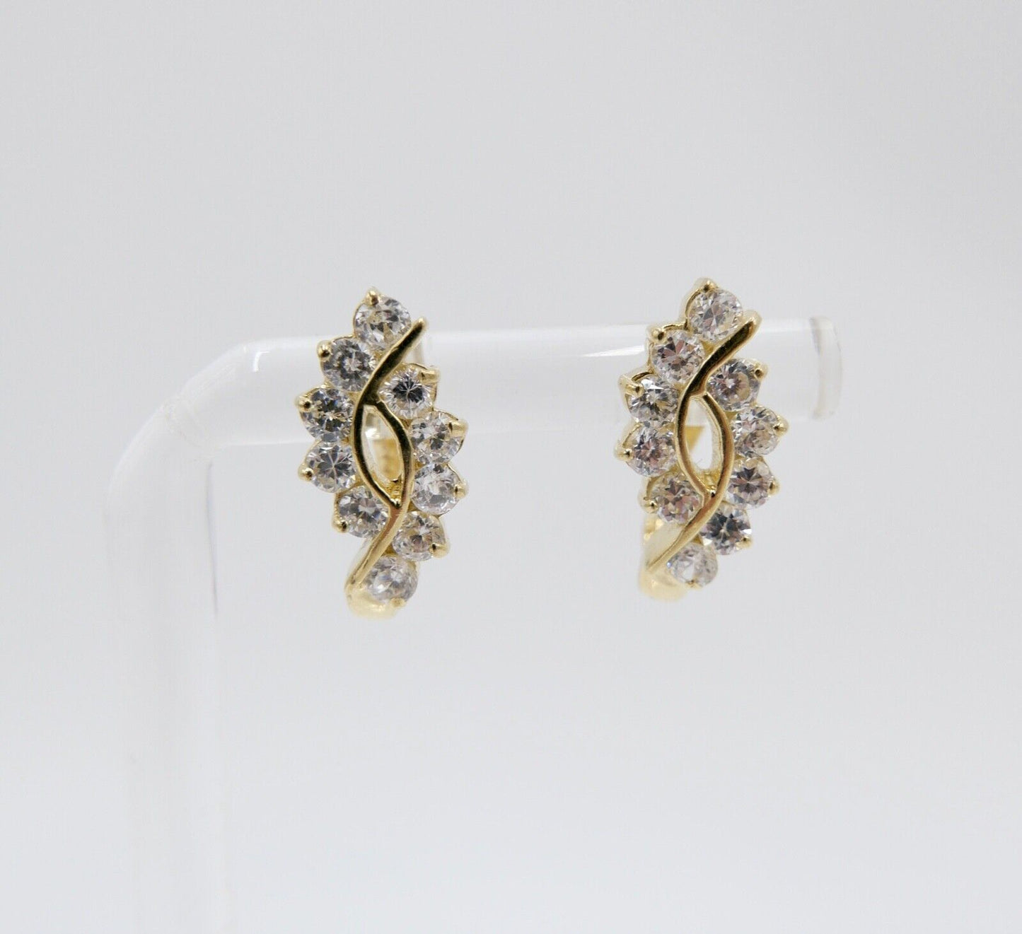 1,2 Ct Zirkonia Diamant Imitat Elegante Creolen Clips Gold 585 14K SARA Ohrringe - Antikhandel-Stuttgart