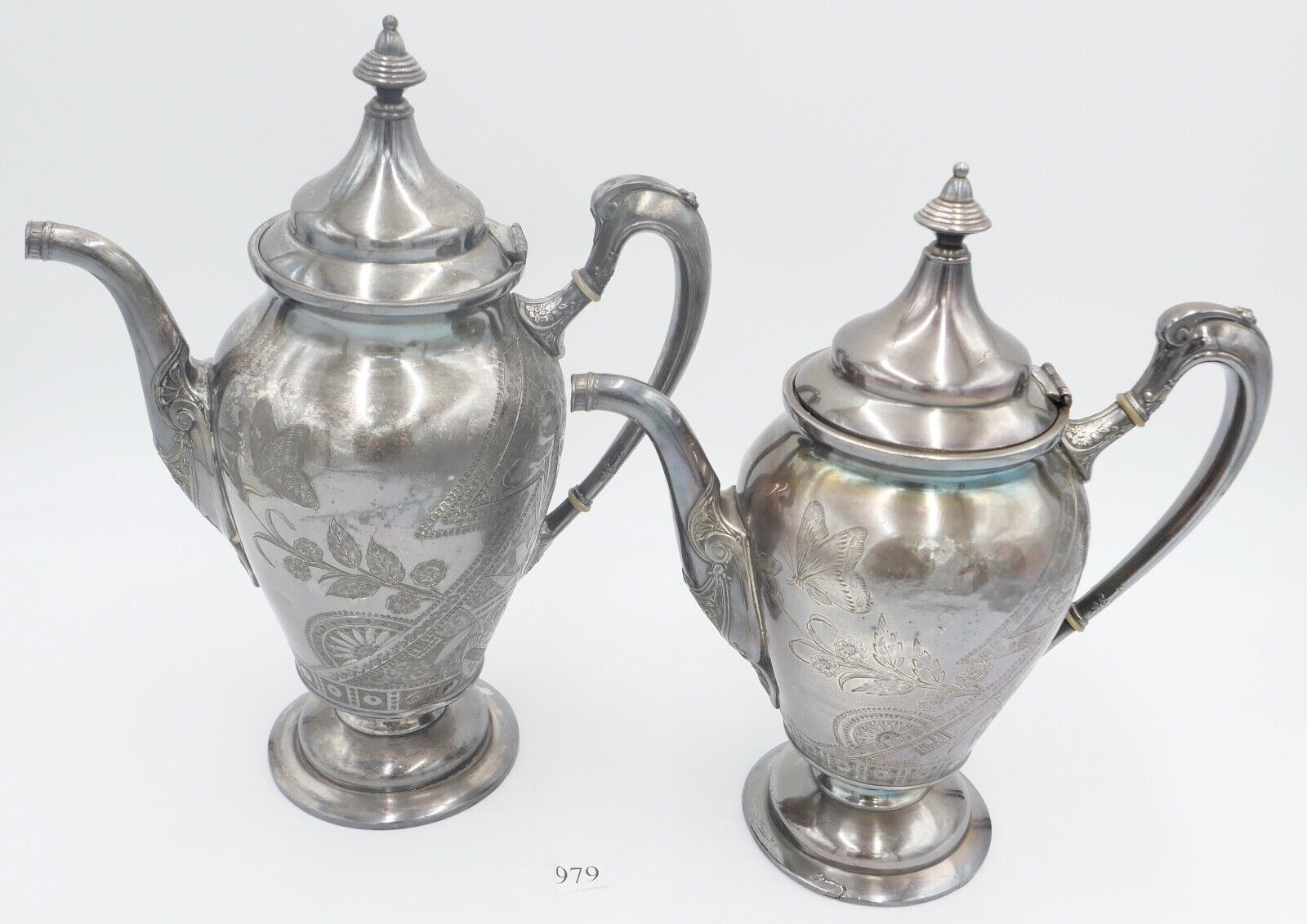 2er Set Reed Barton MFD & Plated Teekanne Kaffeekanne versilbert - Antikhandel-Stuttgart