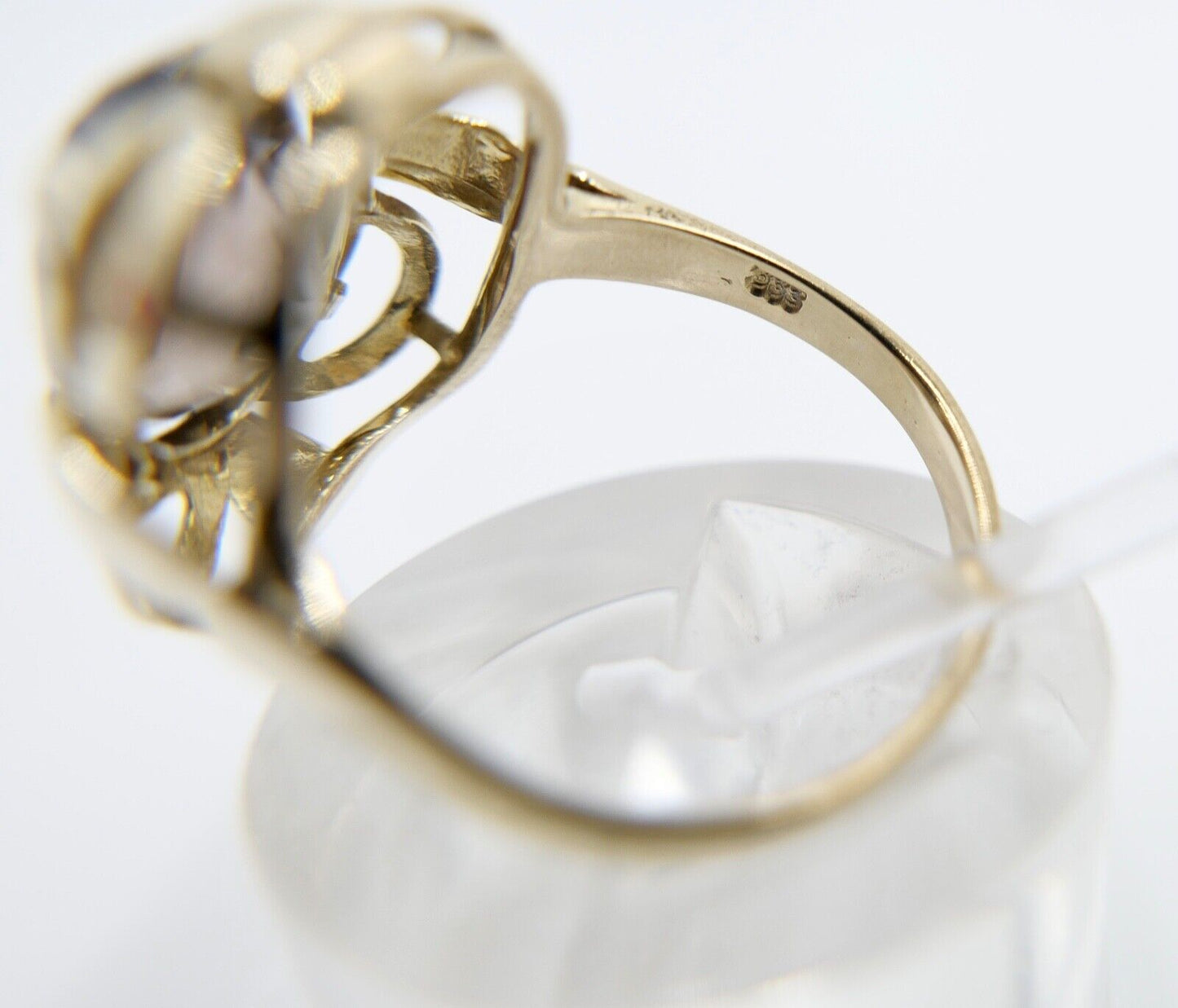 50er Jahre Damenring Gr. 56 Gold 333 / 8K mit großem Rauchquarz - Antikhandel-Stuttgart