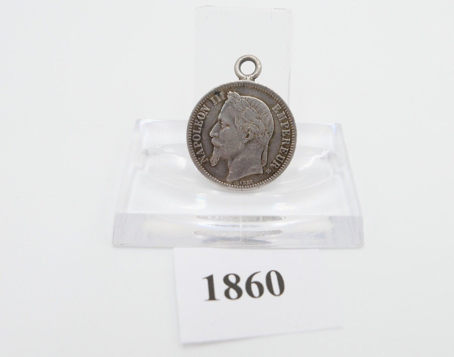 Silber Münze 1 Francs 1866 gefasst Frankreich Napoleon III ss-vz - Antikhandel-Stuttgart