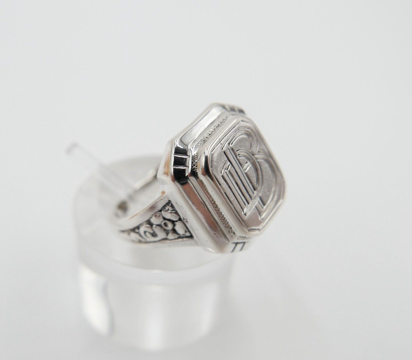 Jugendstil Siegelring Monogramm DB BD Herrenring Ring 830 Silber Gr. 58 - Antikhandel-Stuttgart