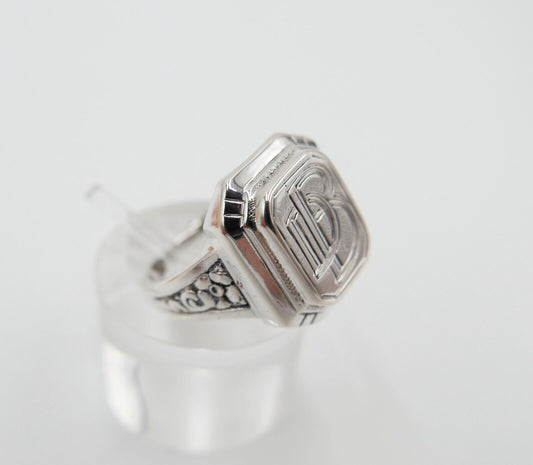 Jugendstil Siegelring Monogramm DB BD Herrenring Ring 830 Silber Gr. 58 - Antikhandel-Stuttgart