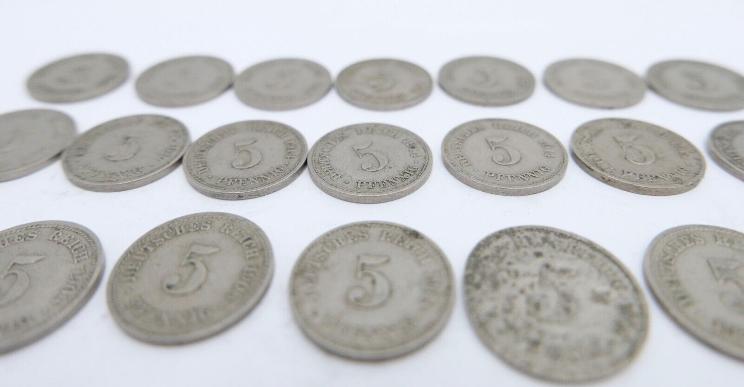 46x 5 Pfennig 1906 - 1914 A D F G großer Adler Jäger J.12 ss - stg - Antikhandel-Stuttgart