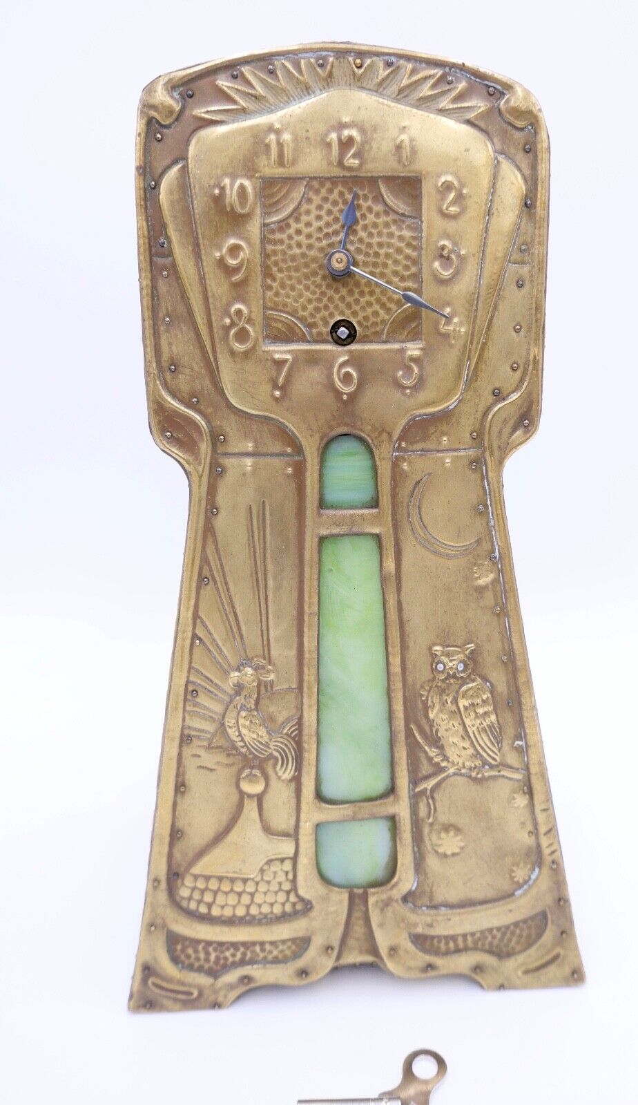 seltene Kaminuhr Hahn & Eule vmtl. Frankreich oder England Uhrwerk MPK / PMK - Antikhandel-Stuttgart