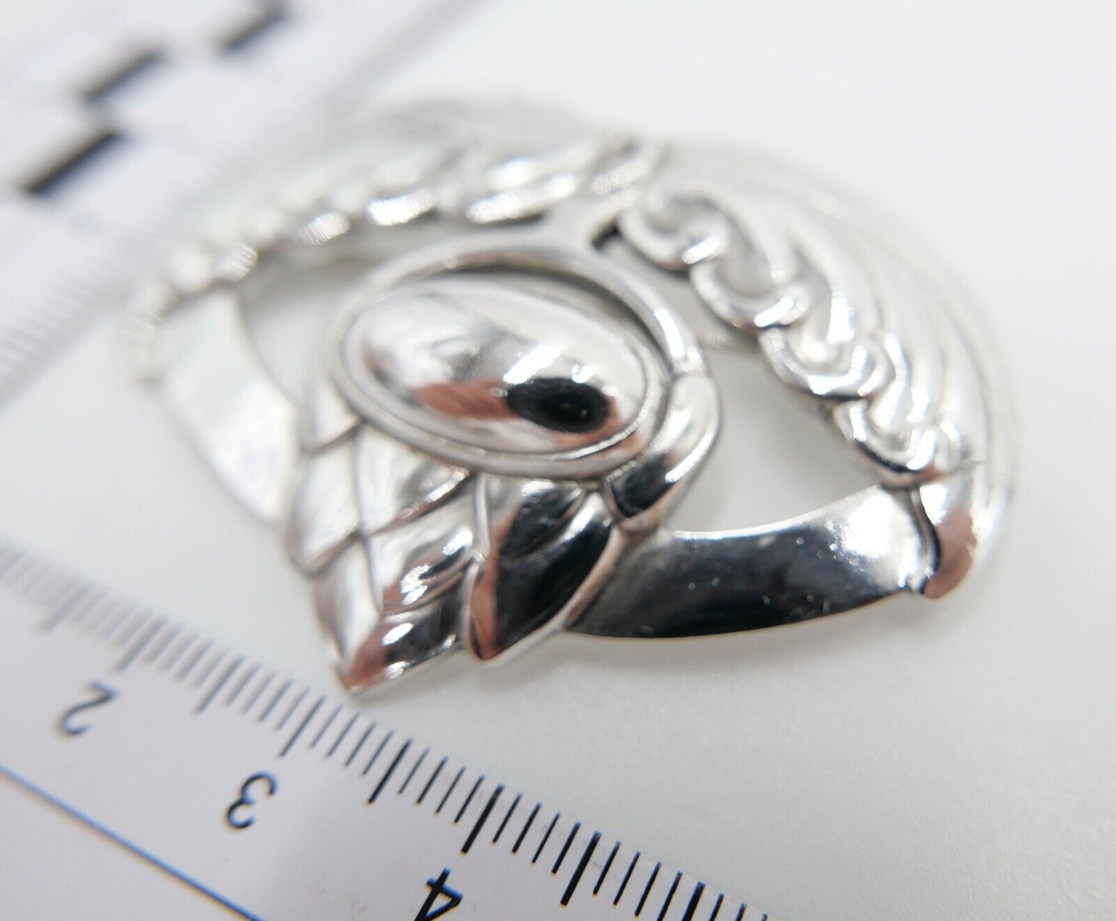 Alte große Georg Jensen 925 Sterling Silber Brosche GJ Pinienzapfen Artischocke - Antikhandel-Stuttgart