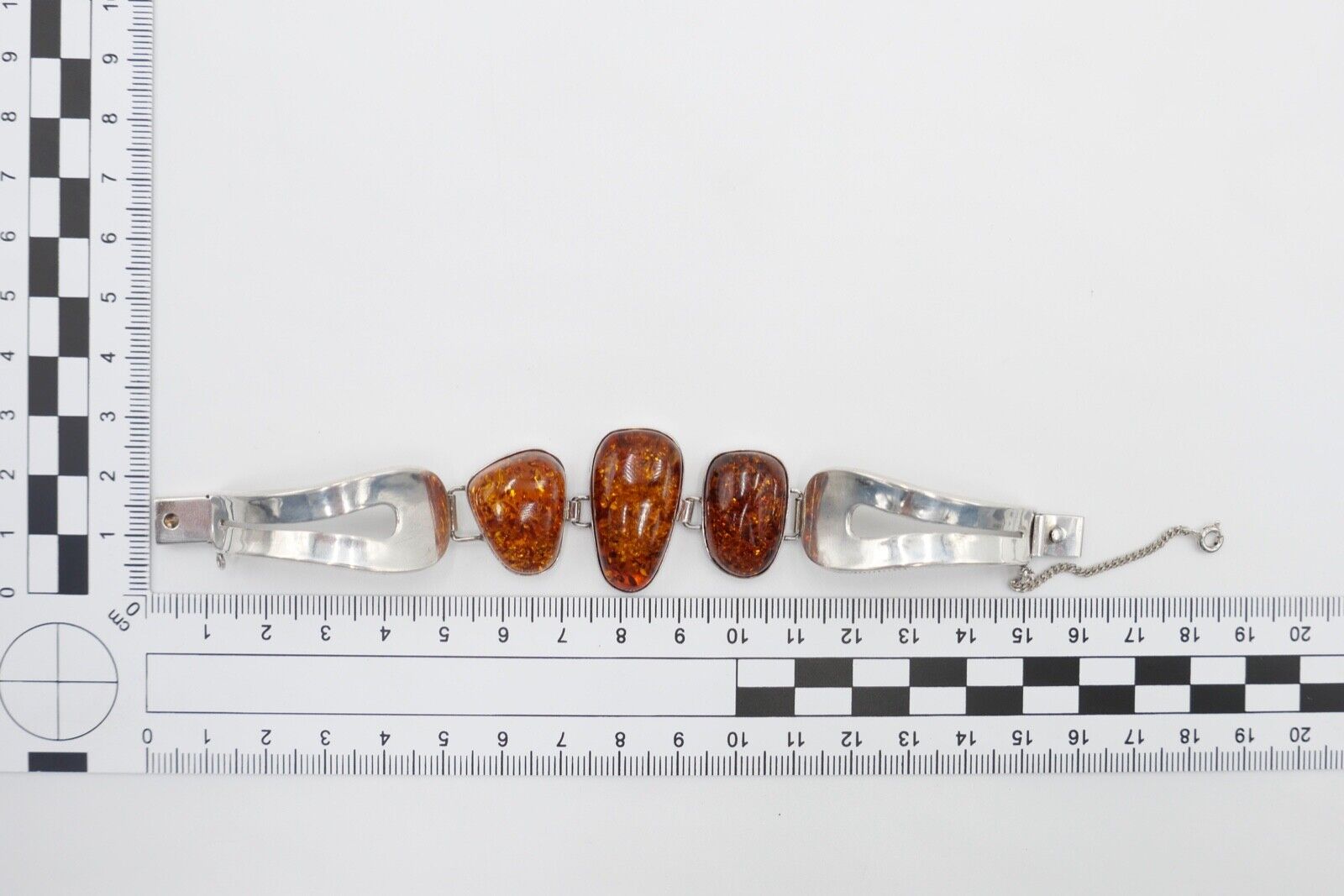 80er Jahre Silber 925 Bernstein Armband Armreif Armspange G Danzig Polen - Antikhandel-Stuttgart